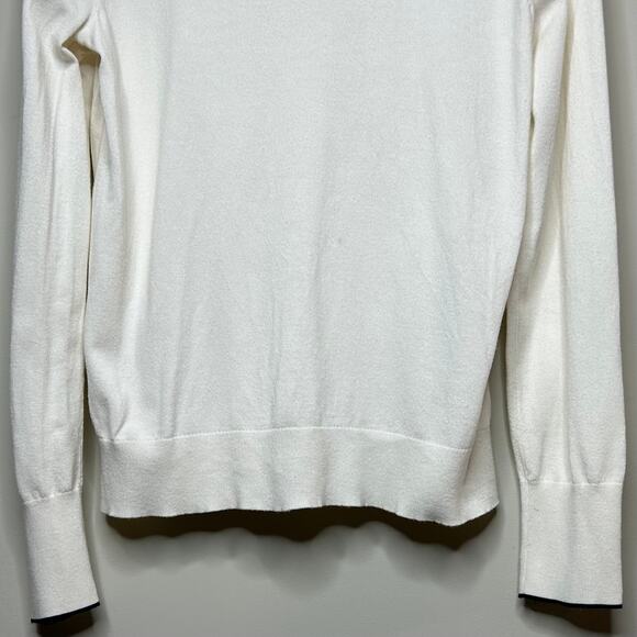 LOFT Knit Pullover Sweater Size L Contrast Stitching Long Sleeves Crew Neckline - Picture 3 of 9